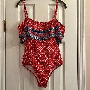 NWOT Off the Shoulder Ruffle One Piece Swimsuit- Small